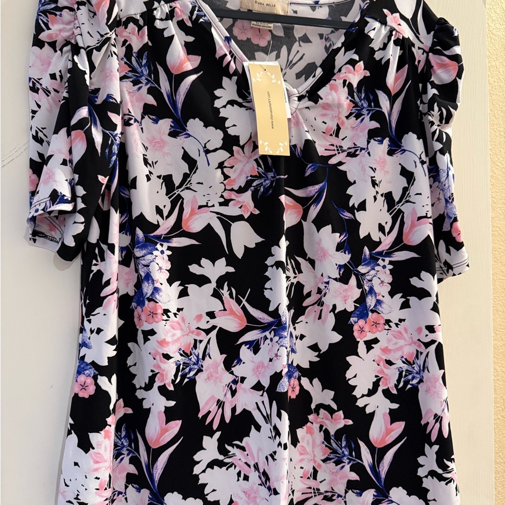 Floral Black and Pink Women's Top